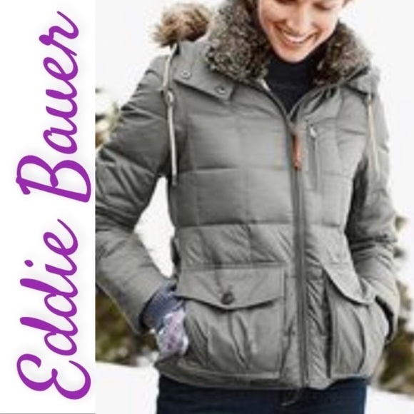 EDDIE BAUER Goose Down Classic Yukon Hooded Faux Fur Trimmed Teal Coat, Small - Picture 6 of 16